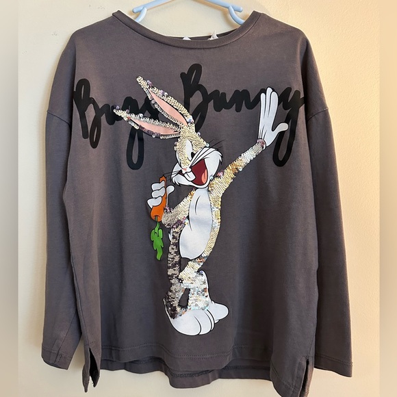 Zara Shirts & Tops Zara Girls Looney Tunes Sequence Bugs Bunny